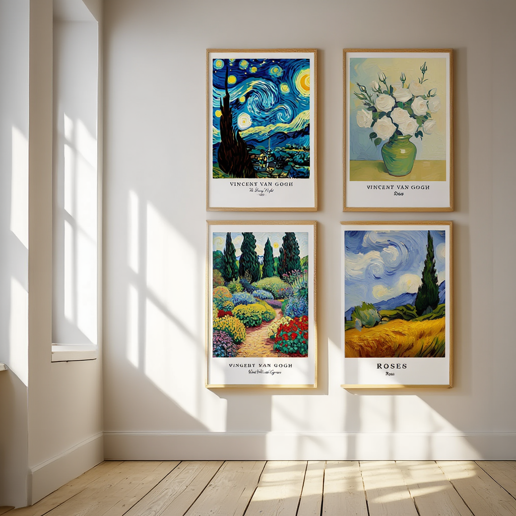 4 Van Gogh Masterpiece Prints – Elegant Gallery Wall Set