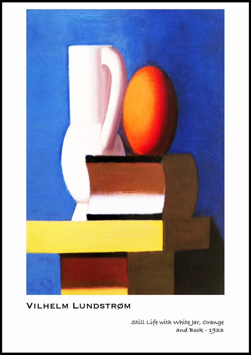 "Vilhem Lundstrom - Still Life with White Jar, Orange and Book Poster"