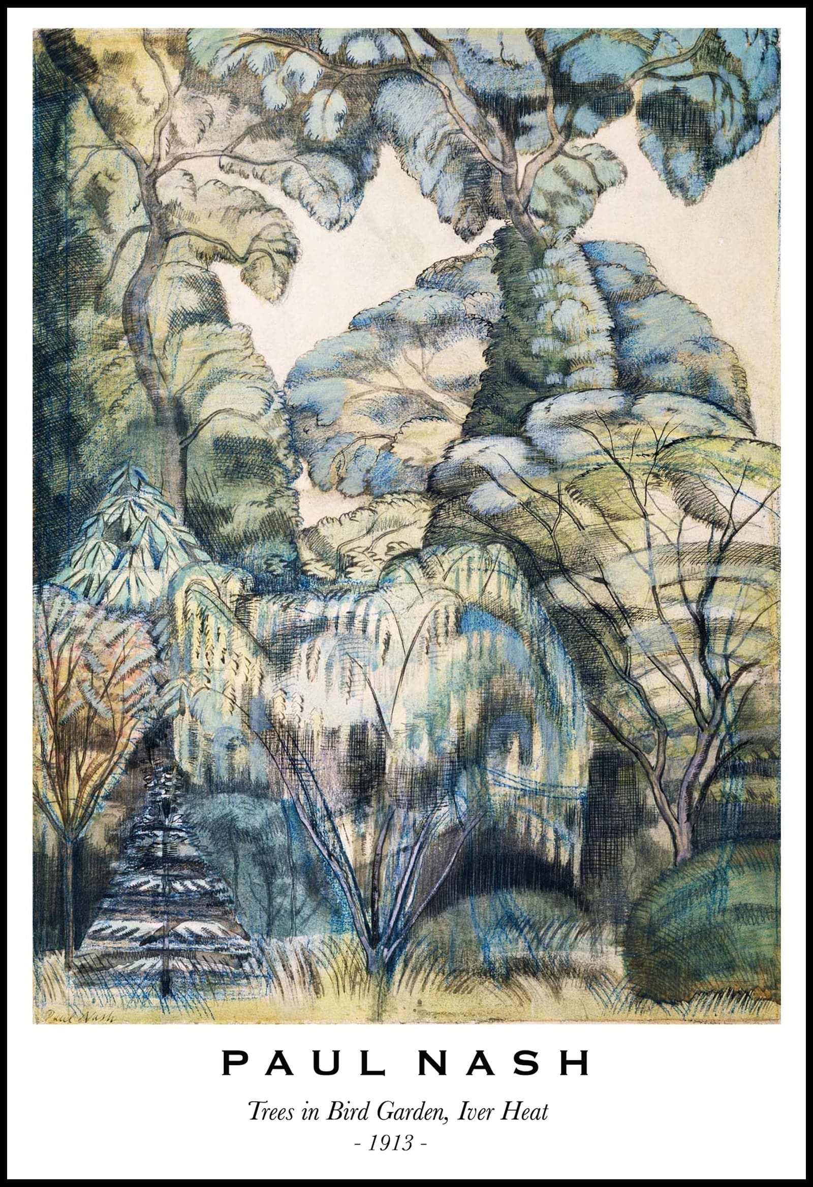 "Paul Nash - Trees in Bird Garden Poster"