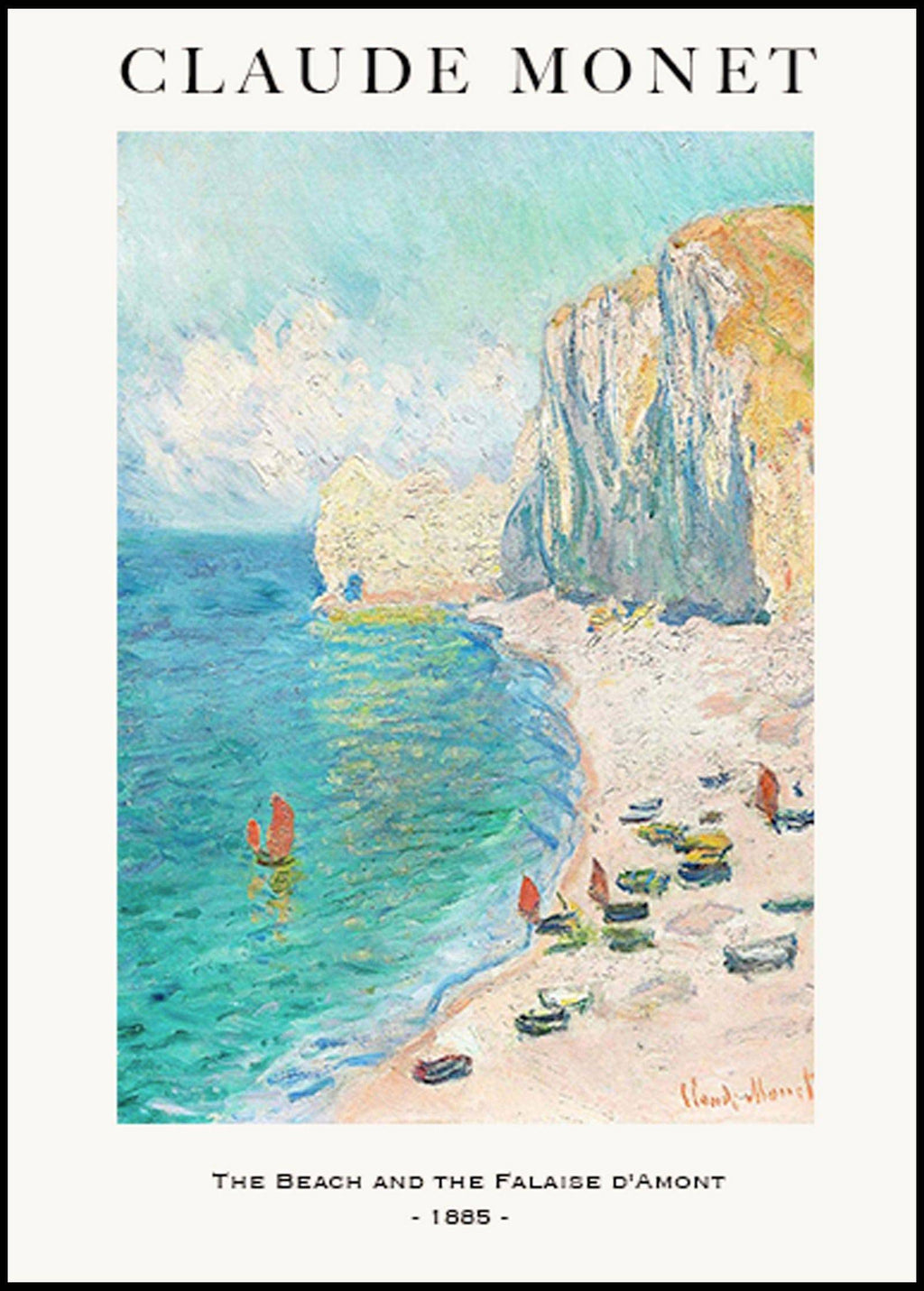 "Claude Monet - The Beach and the Falaise d'Amont Poster"
