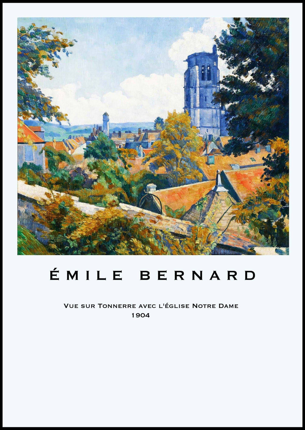 "Émile Bernard - Vue sur Tonnerre avec l’église Notre Dame poster"