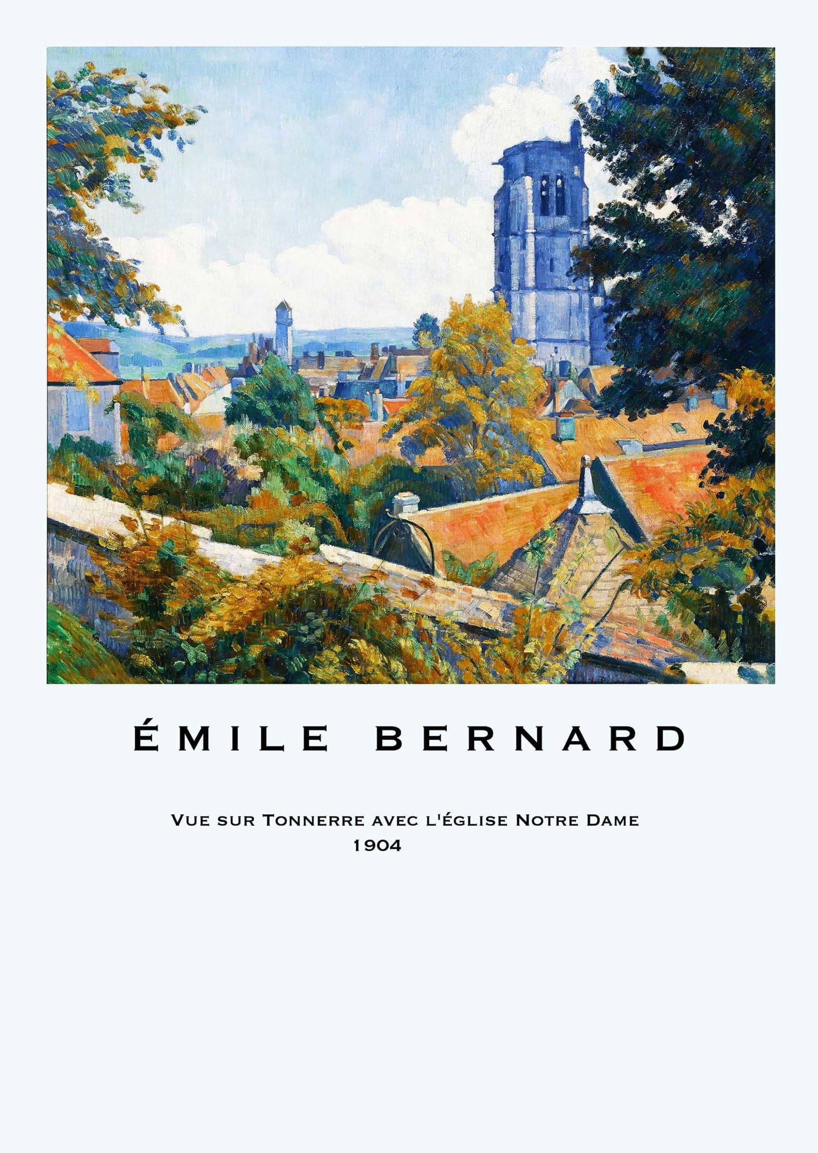 "Émile Bernard - Vue sur Tonnerre avec l’église Notre Dame poster"