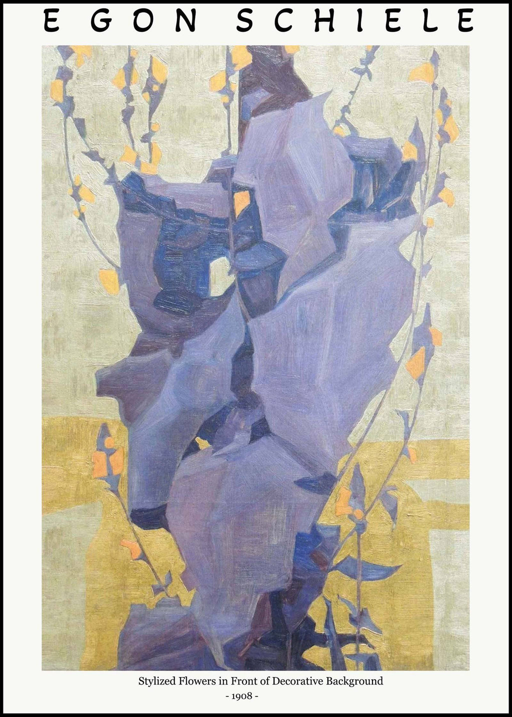 "Egon Schiele - Stylized Flowers in Front of Decorative Background Poster"