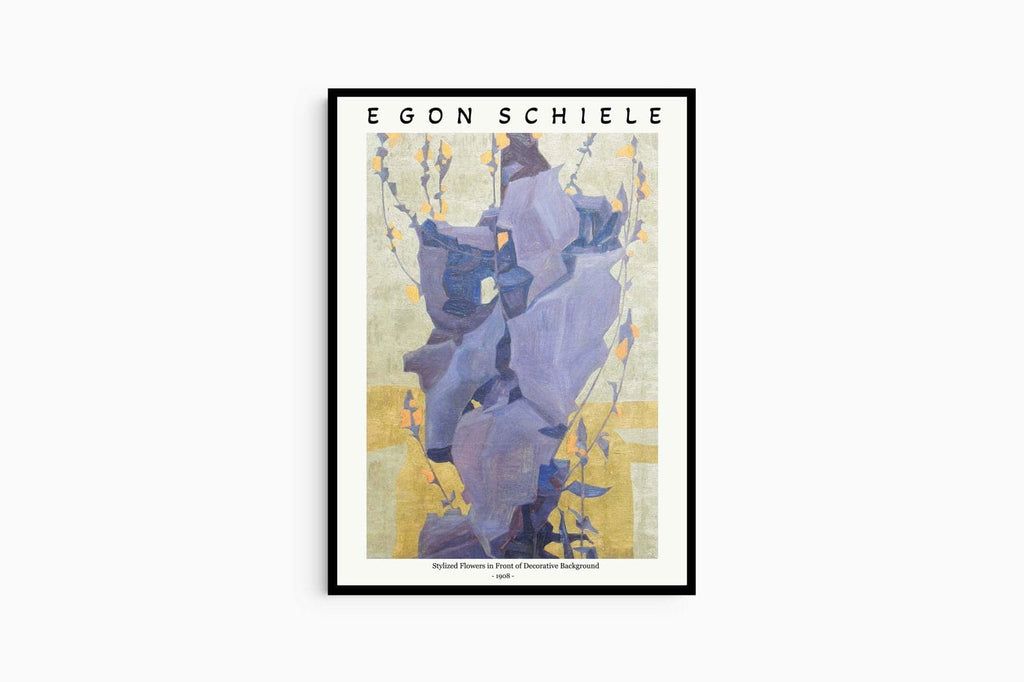 "Egon Schiele - Stylized Flowers in Front of Decorative Background Poster"