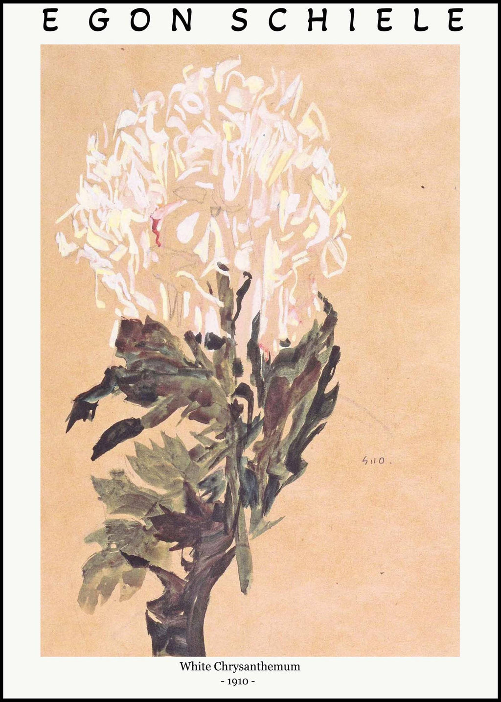 "Egon Schiele - White Chrysanthemum Poster"