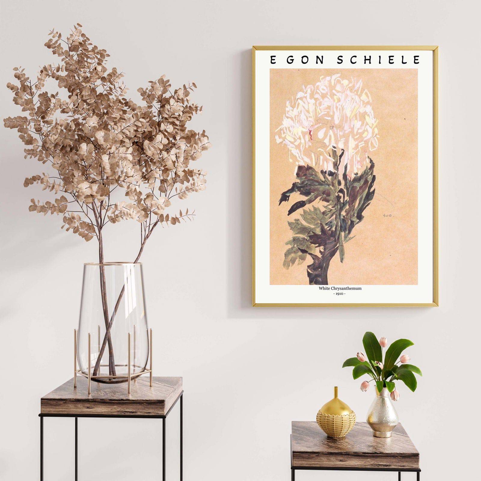 "Egon Schiele - White Chrysanthemum Poster"