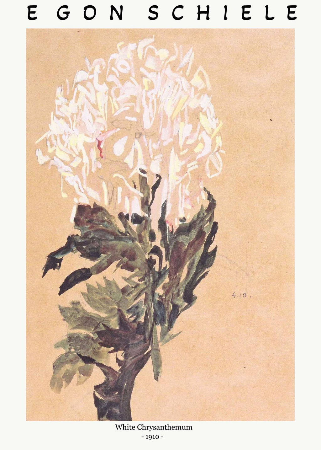 "Egon Schiele - White Chrysanthemum Poster"
