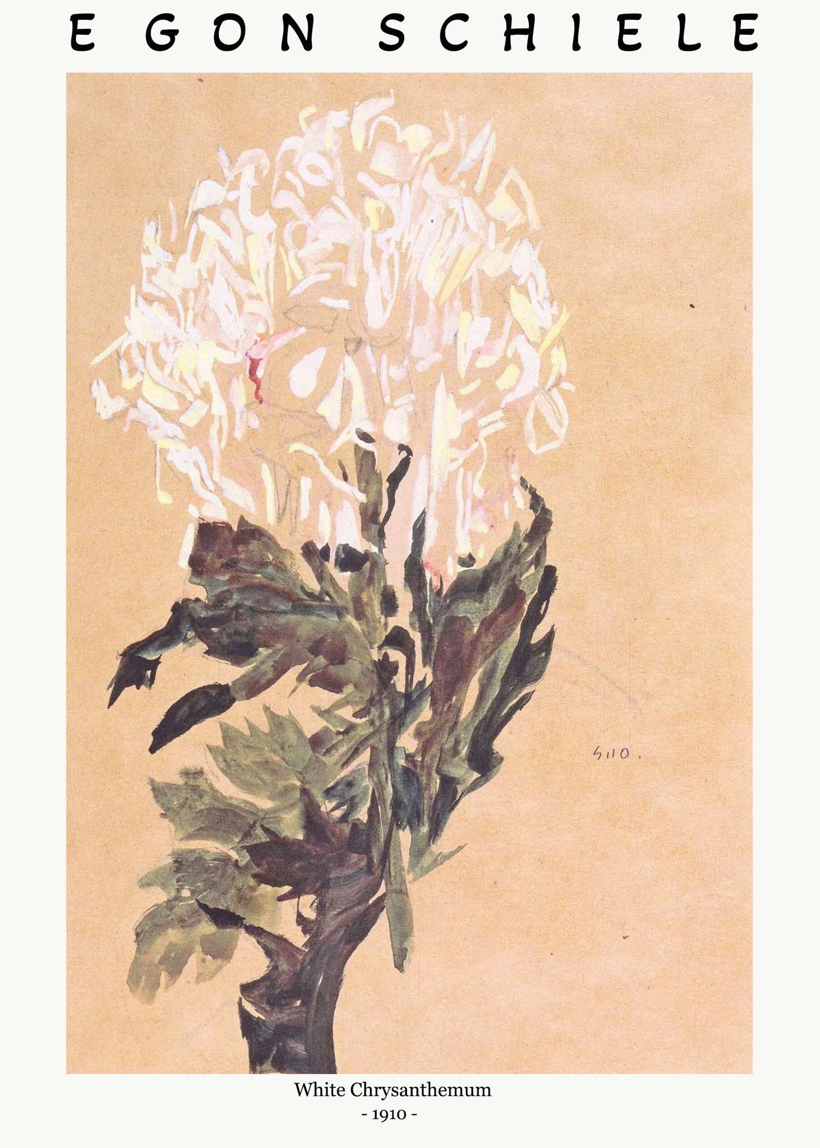 "Egon Schiele - White Chrysanthemum Poster"
