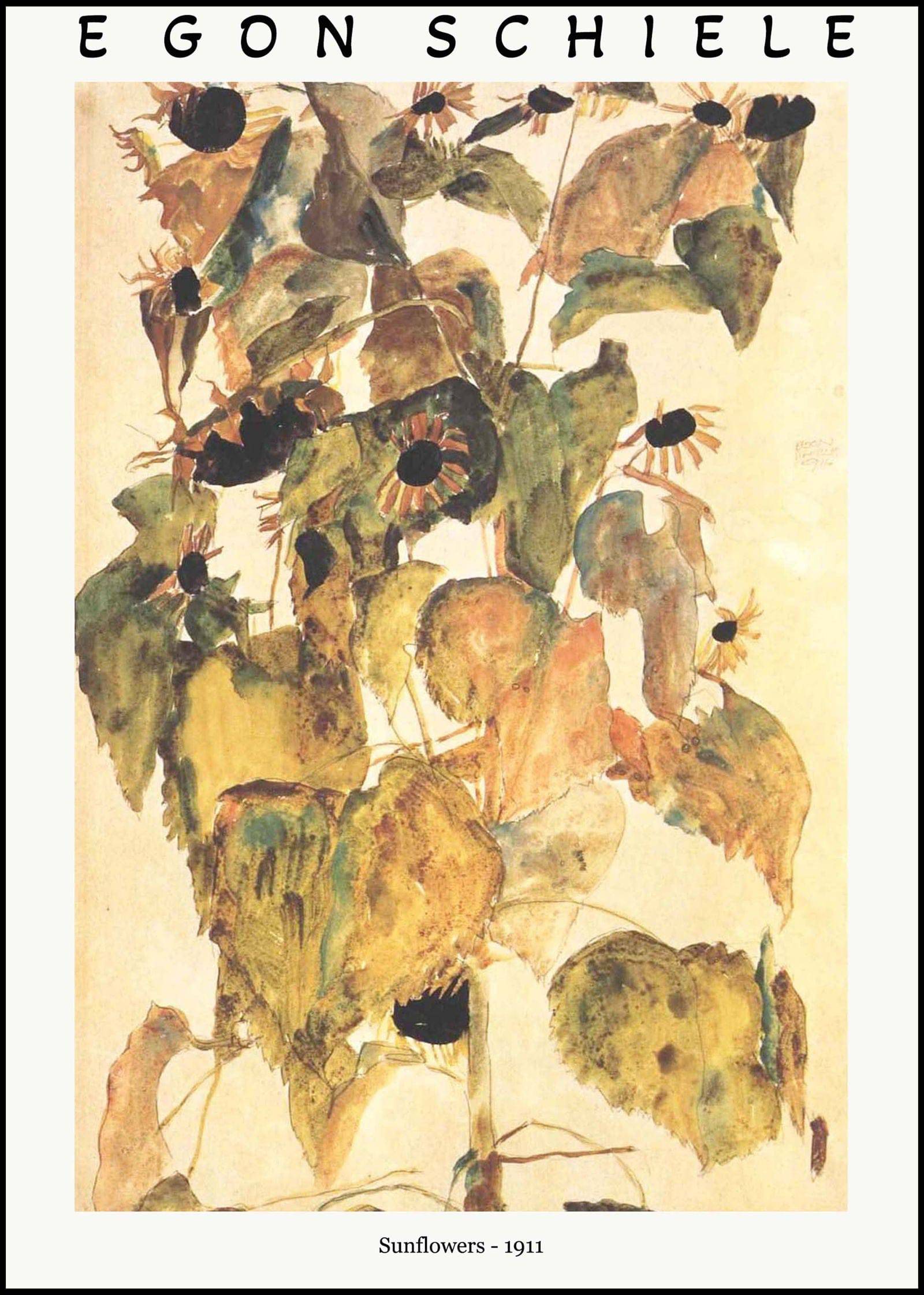 "Egon Schiele - Sunflowers Poster"