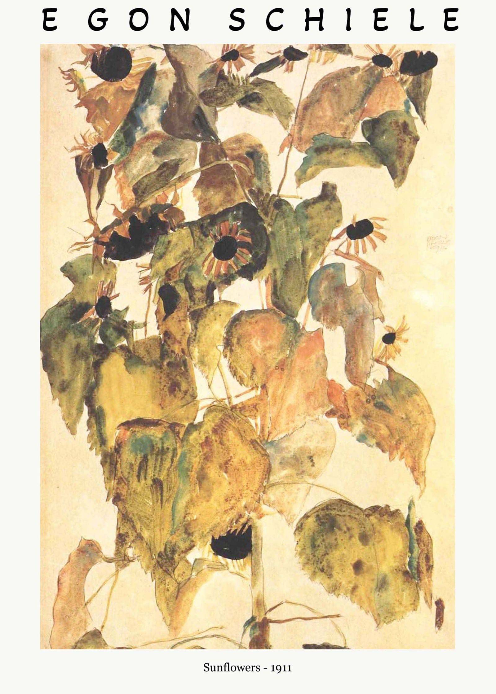 "Egon Schiele - Sunflowers Poster"