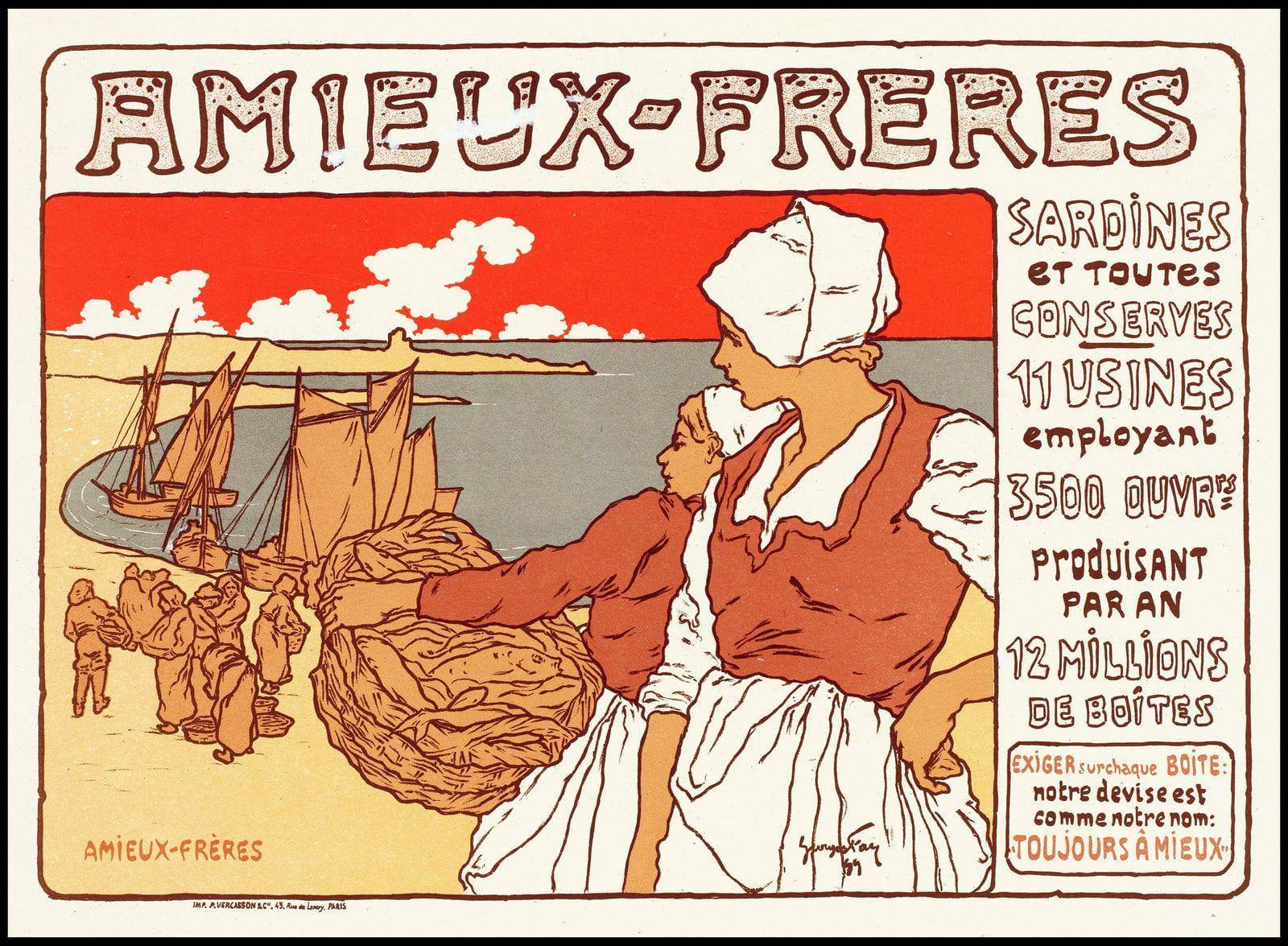 "Vintage Amieux-Freres, Sardines Poster - Hakyarts"