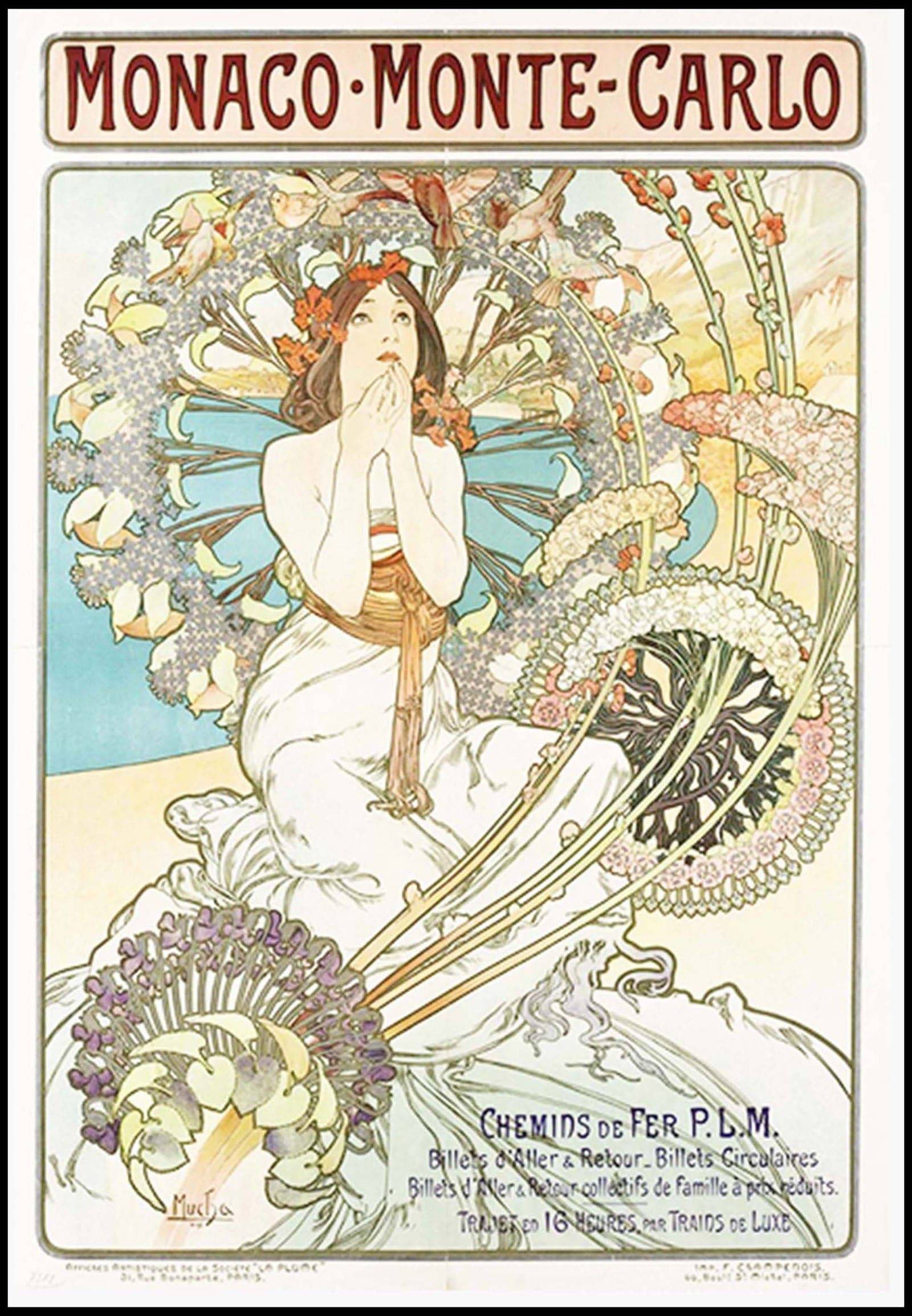 "Alphonse Mucha - Monaco Monte Carlo Poster - Hakyarts"