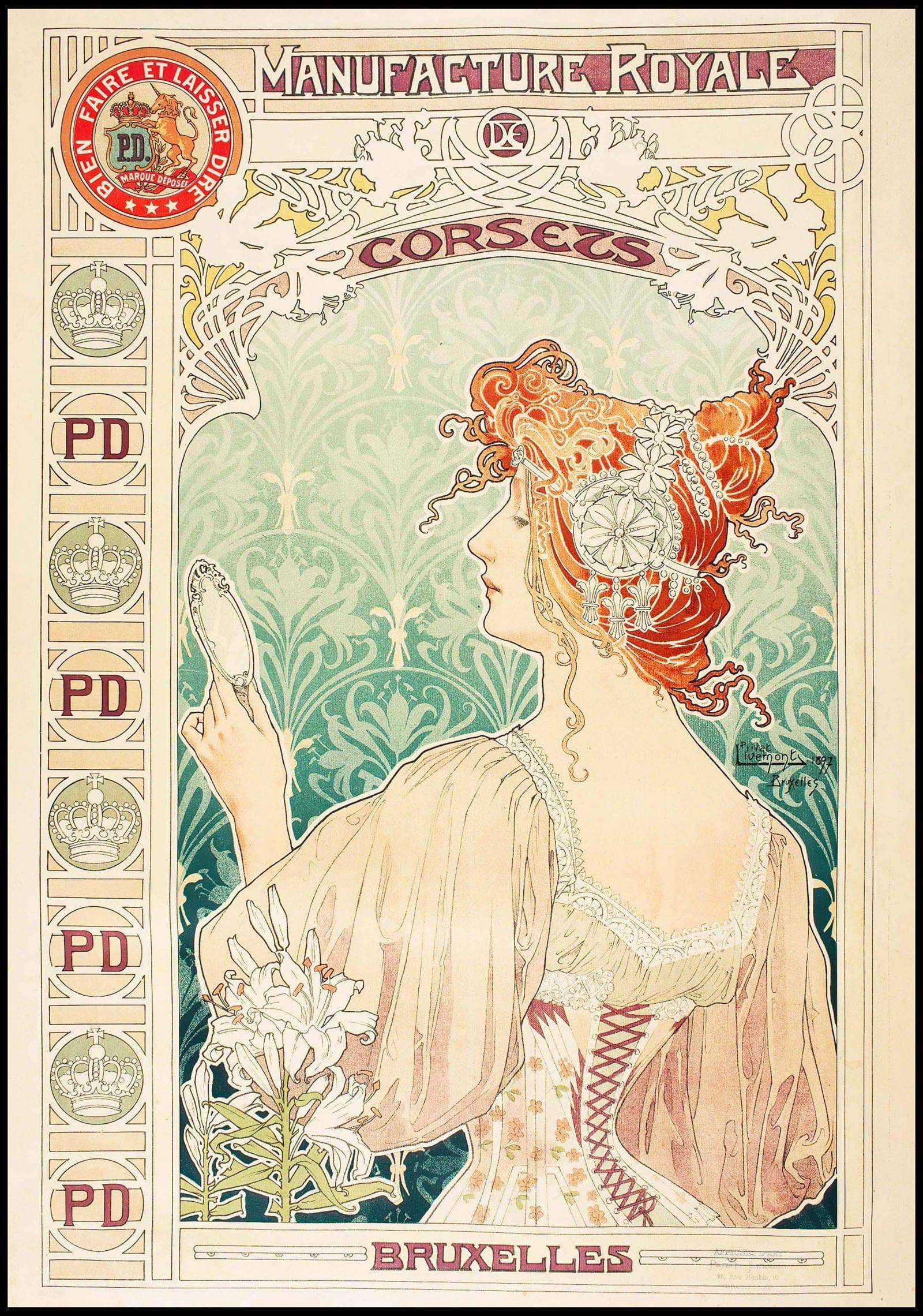 "Alphonse Mucha - Manufacture Royale De Corsets Poster - Hakyarts"