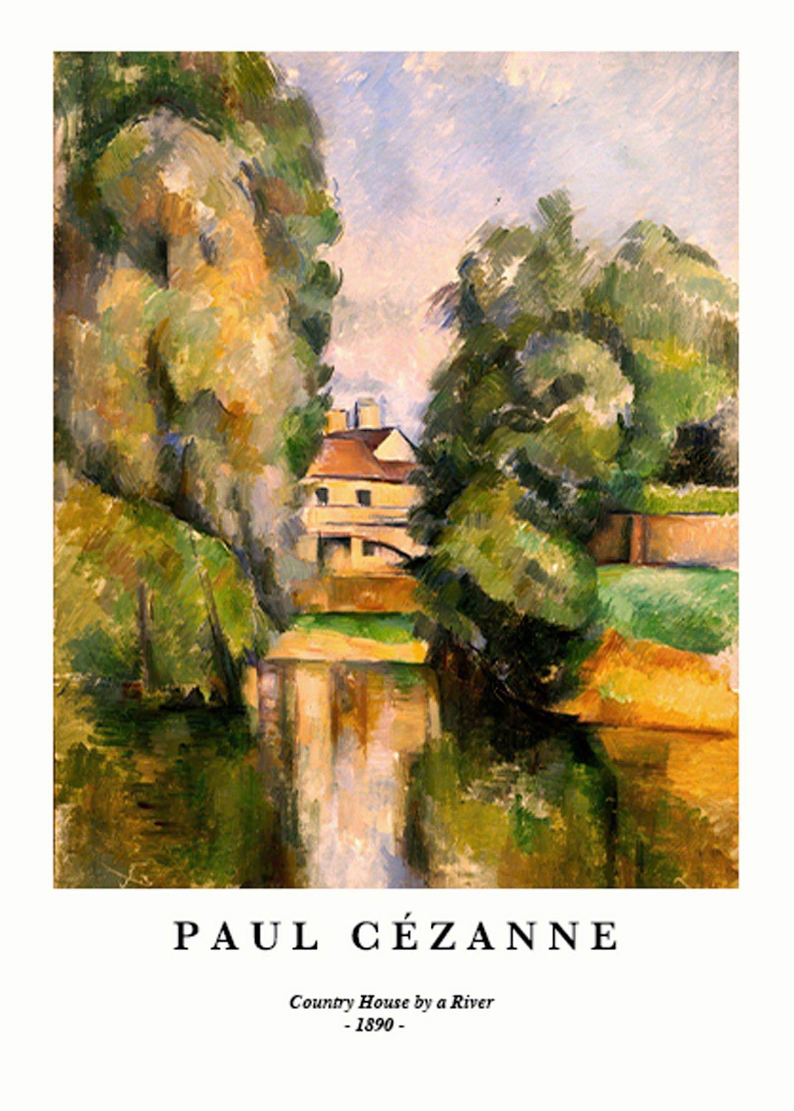 "Paul Cezanne - Country House by a River Poster - Hakyarts"