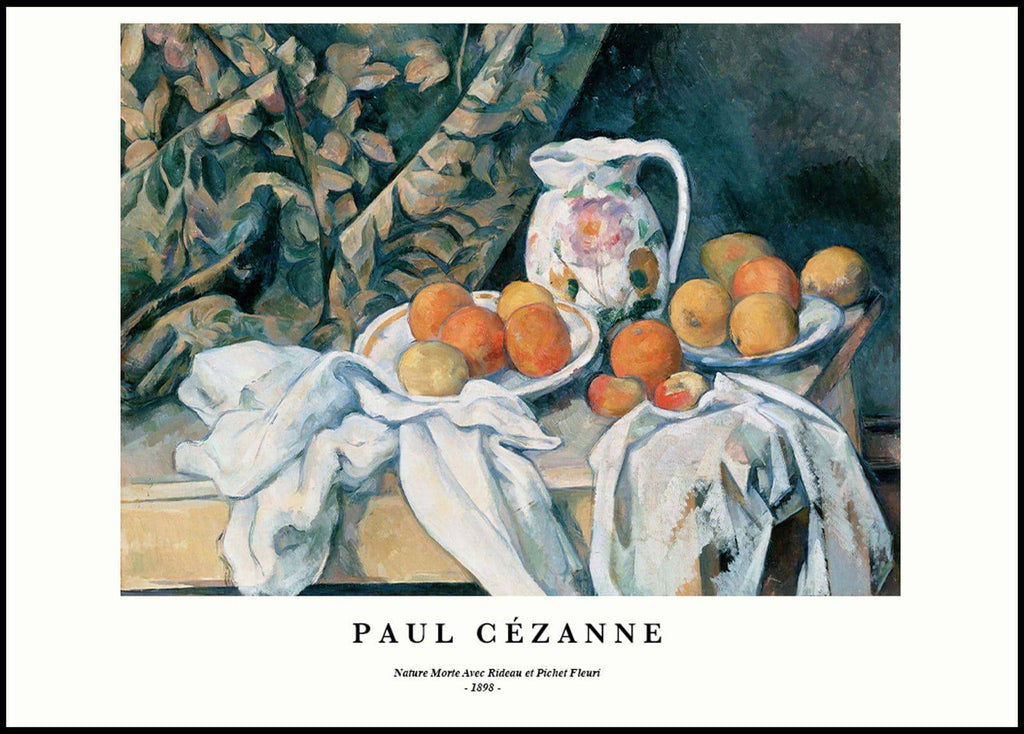 "Paul Cezanne - Nature Morte avec Rideau et Pichet Fleuri Poster"