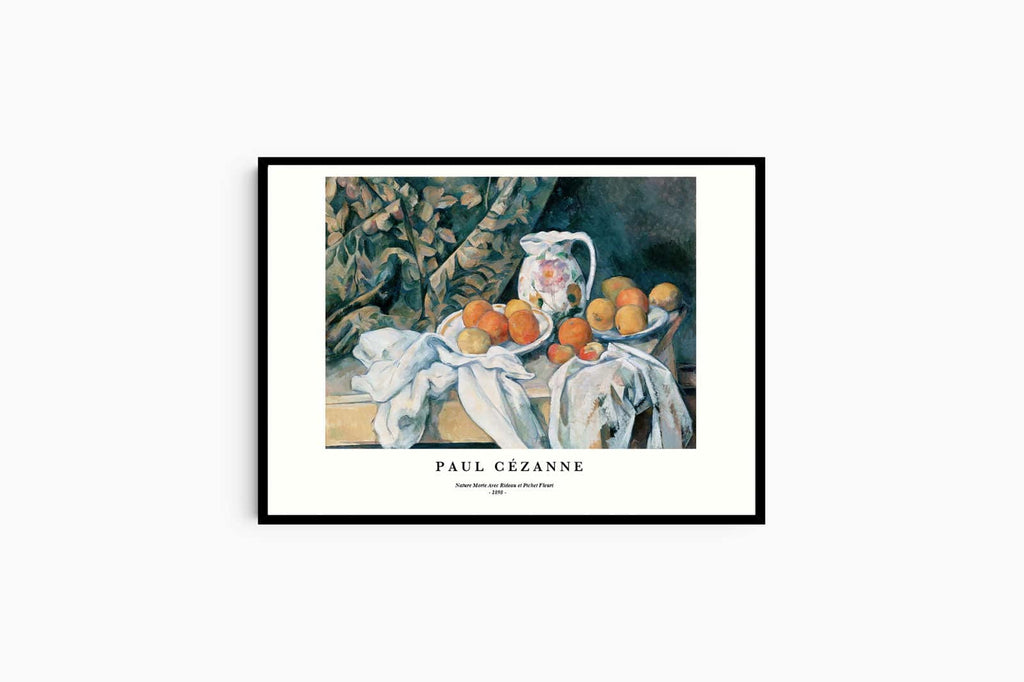 "Paul Cezanne - Nature Morte avec Rideau et Pichet Fleuri Poster"