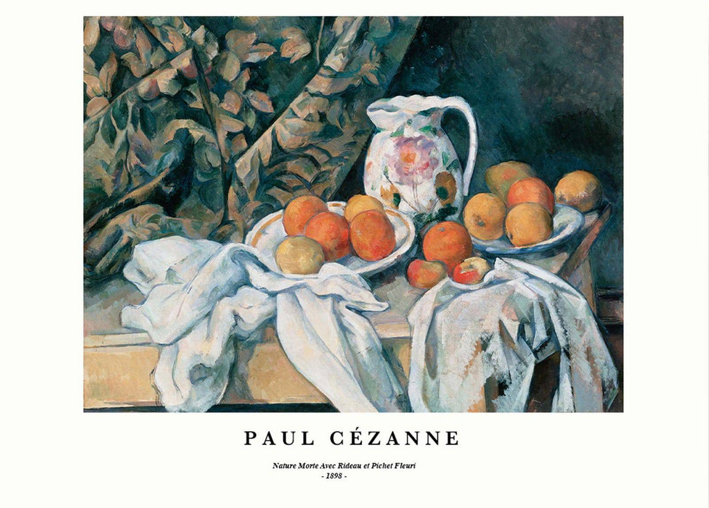 "Paul Cezanne - Nature Morte avec Rideau et Pichet Fleuri Poster"