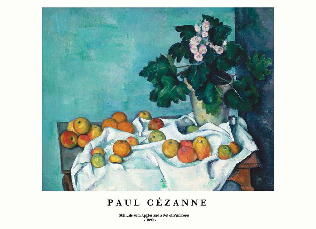 Paul Cezanne - Still Life with Apples and a Pot of Primroses Poster | HakyArts