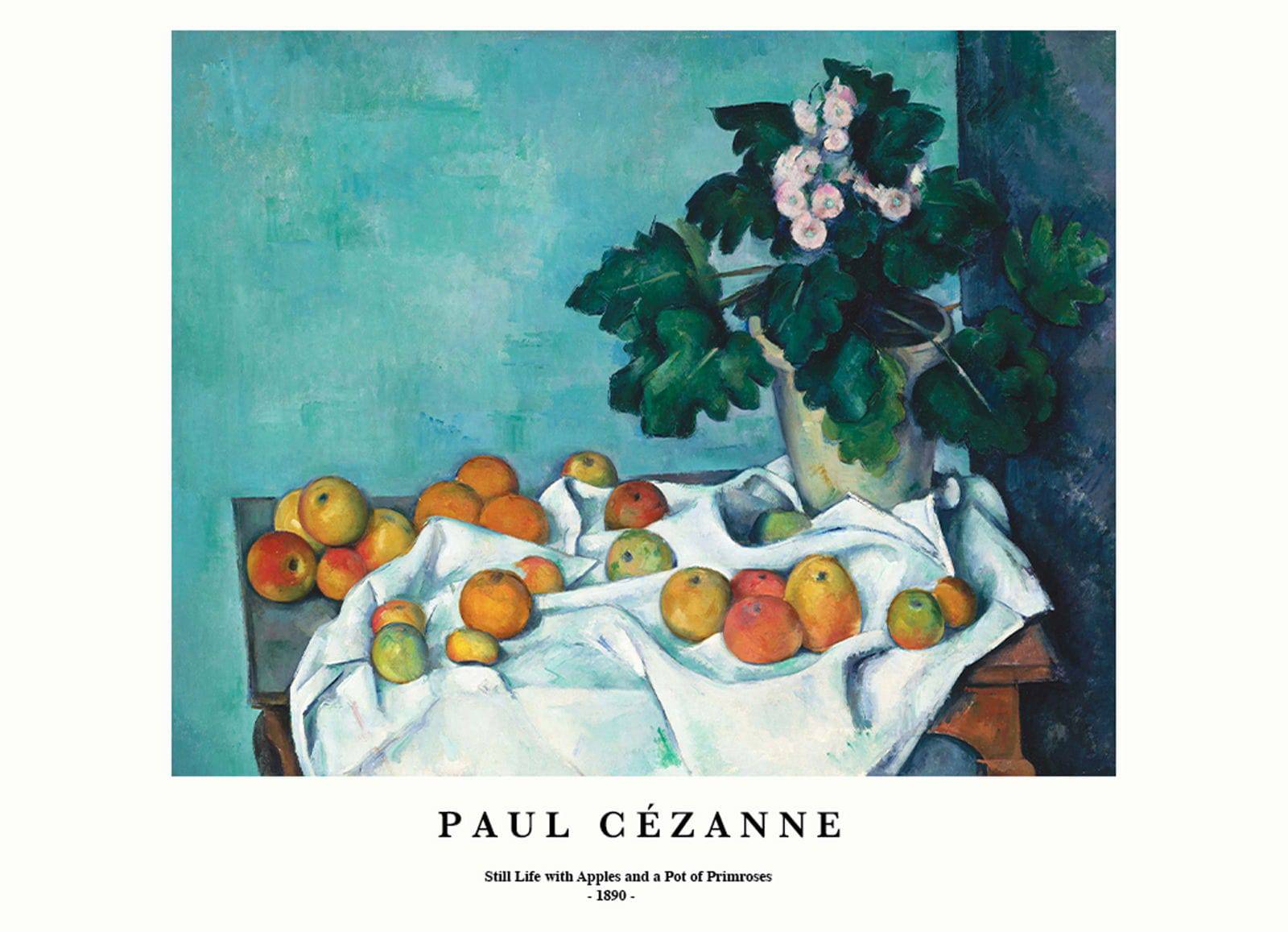 Paul Cezanne - Still Life with Apples and a Pot of Primroses Poster | HakyArts
