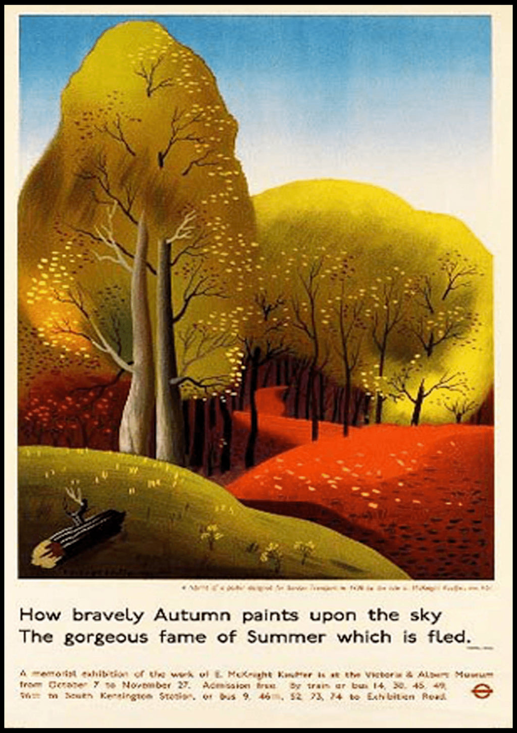"Edward McKnight Kauffer - How bravely Autumn paints upon the sky Poster - Hakyarts"