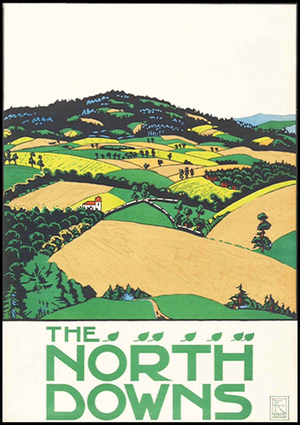 "Edward McKnight Kauffer - The North Downs Poster - Hakyarts"