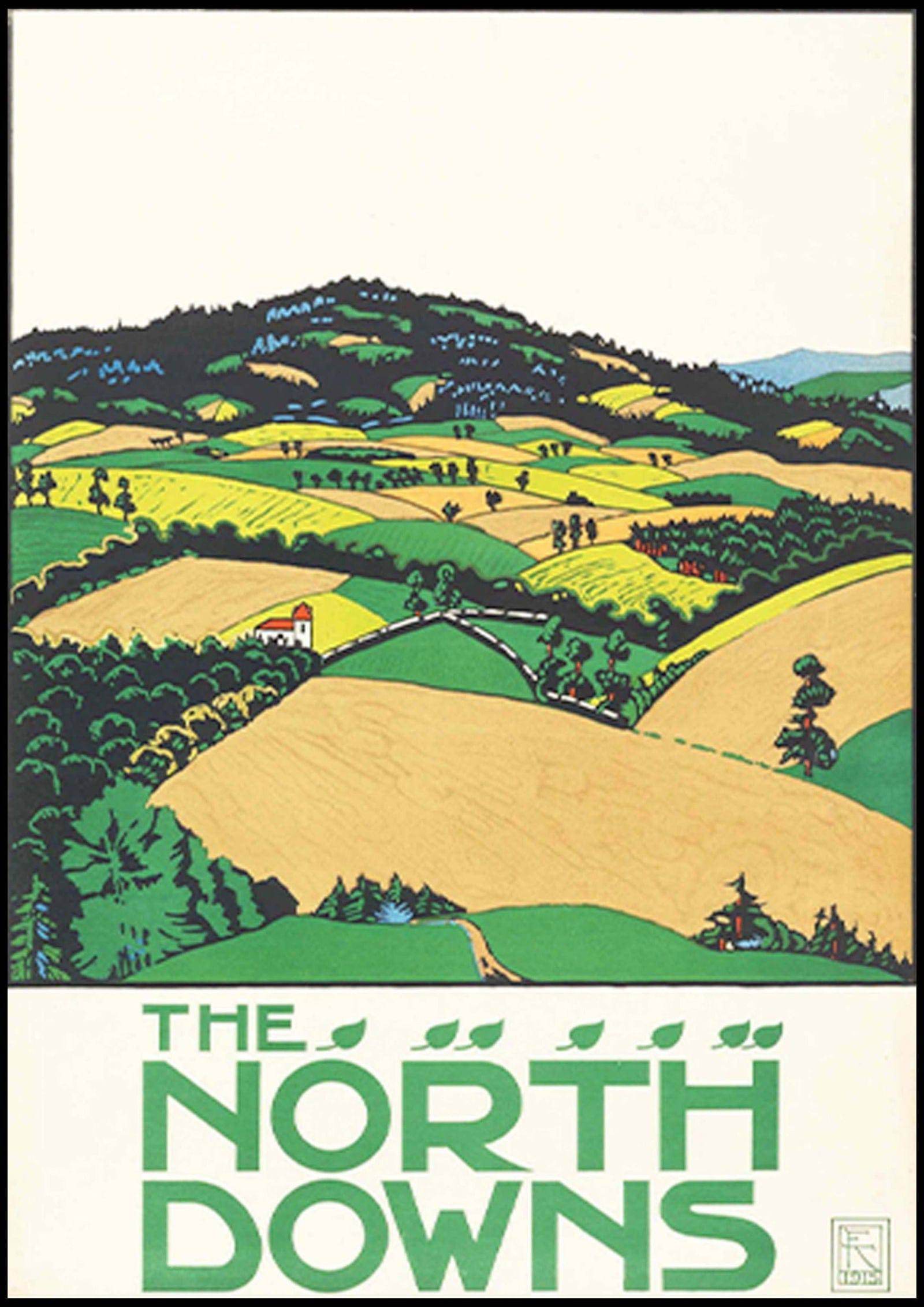 "Edward McKnight Kauffer - The North Downs Poster - Hakyarts"