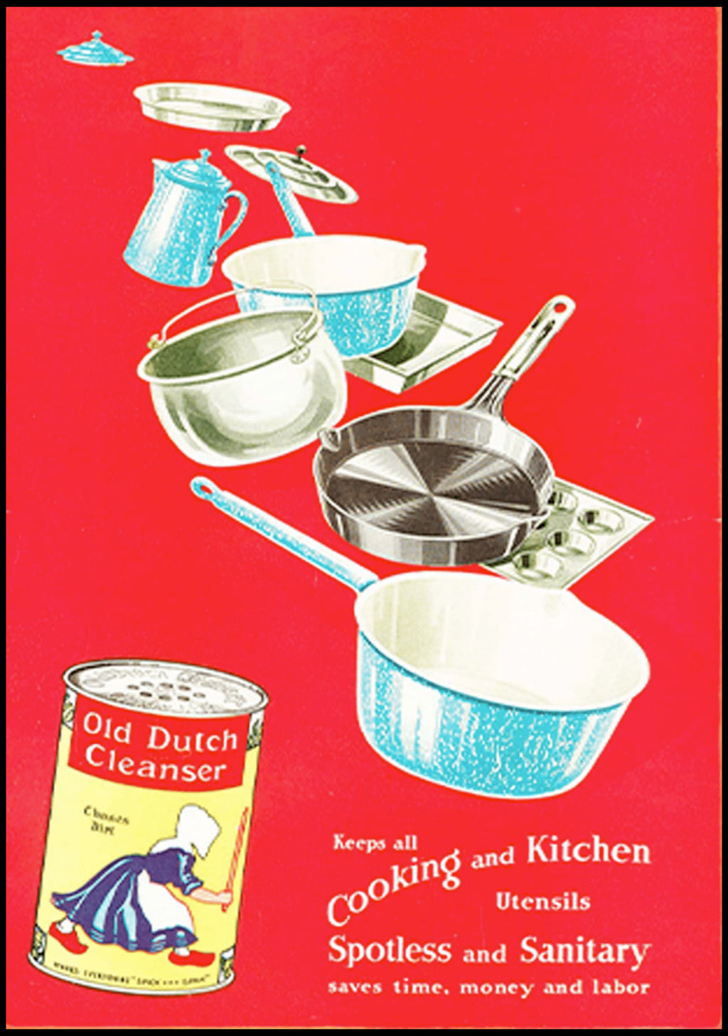 "Old Dutch Cleanser Vintage Poster - Hakyarts"