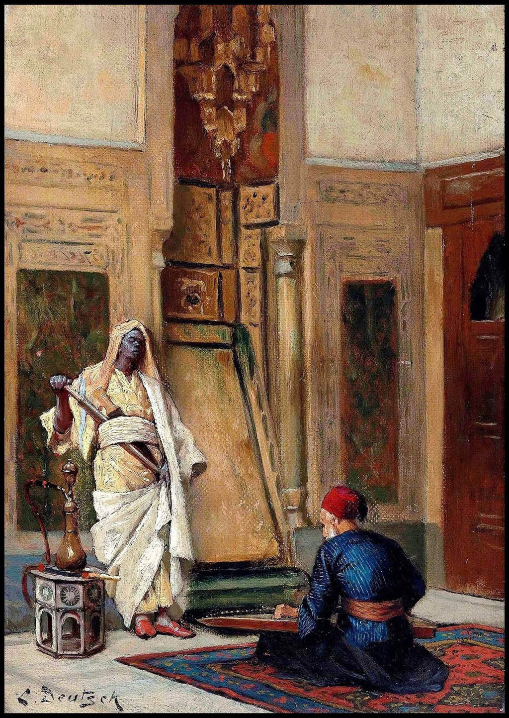 "Ludwig Deutsch - A musician and a Guardsman in an Oriental Interior - Hakyarts"