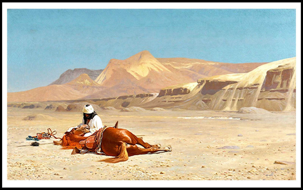 "Jean-Léon Gérôme - Rider and His Steed In The Desert - Hakyarts"