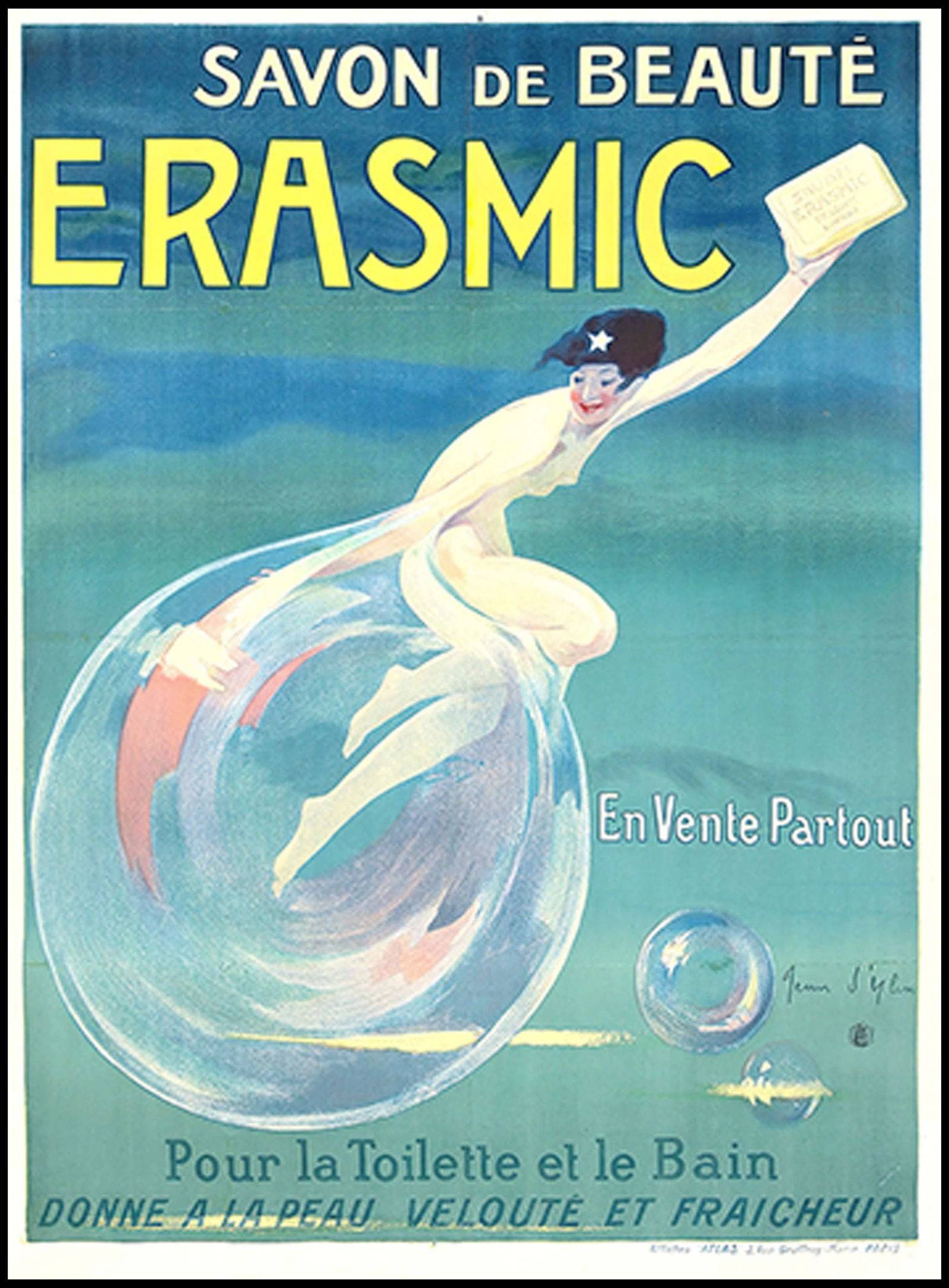 "Jean d'Ylen - Erasmic Savon De Beauté Vintage Poster"