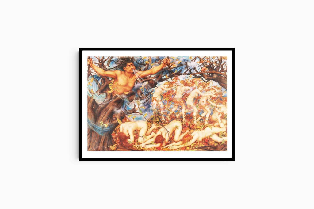 "Evelyn De Morgan - Boreas and the Fallen Leaves - Hakyarts"