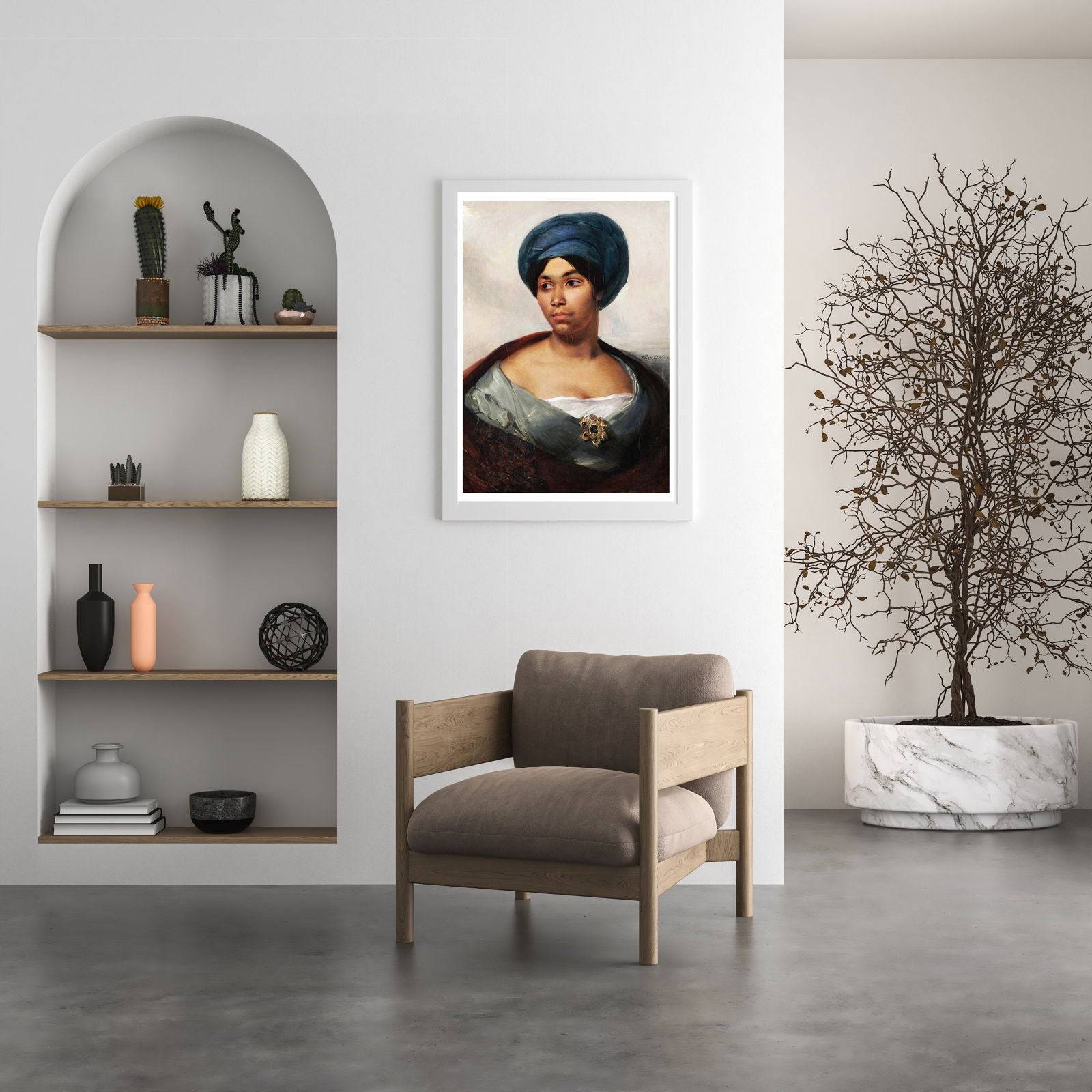 "Eugène Delacroix - Portrait of a Woman in a Blue Turban"