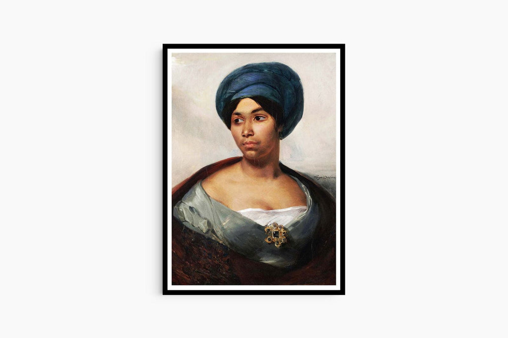 "Eugène Delacroix - Portrait of a Woman in a Blue Turban"
