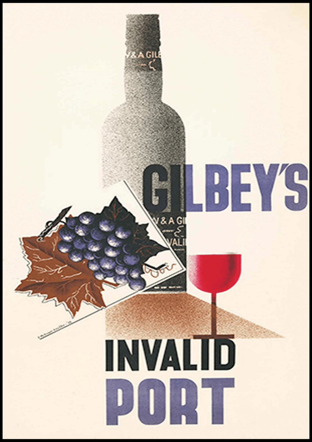 "Edward McKnight Kauffer - Gilbey's Invalid Port Poster - Hakyarts"