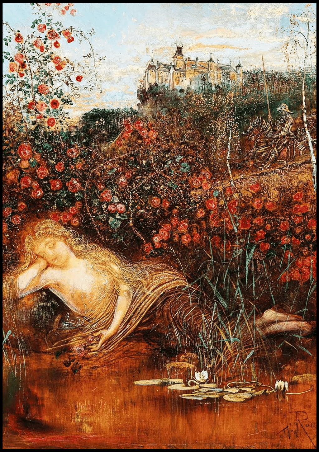 "Anton Romako - A Kamptal Nymph under a Rose Hedge - Hakyarts"