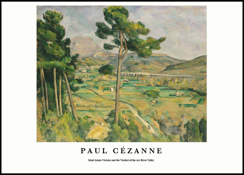 "Paul Cezanne - Mont Sainte-Victoire and the Viaduct of the Arc River Valley Poster - Hakyarts"