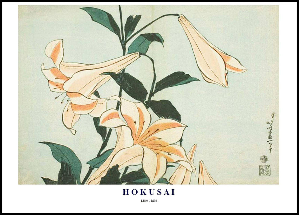 "Katsushika Hokusai - Lilies Poster"