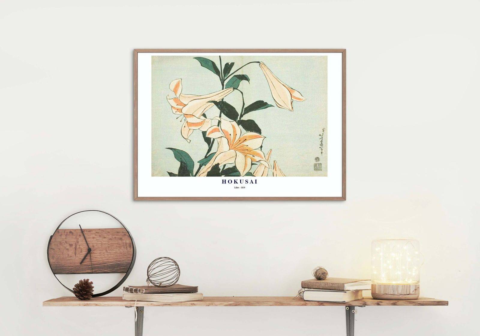 "Katsushika Hokusai - Lilies Poster"