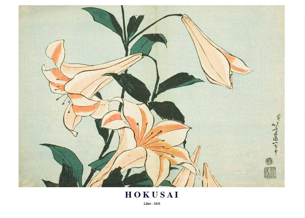 "Katsushika Hokusai - Lilies Poster"