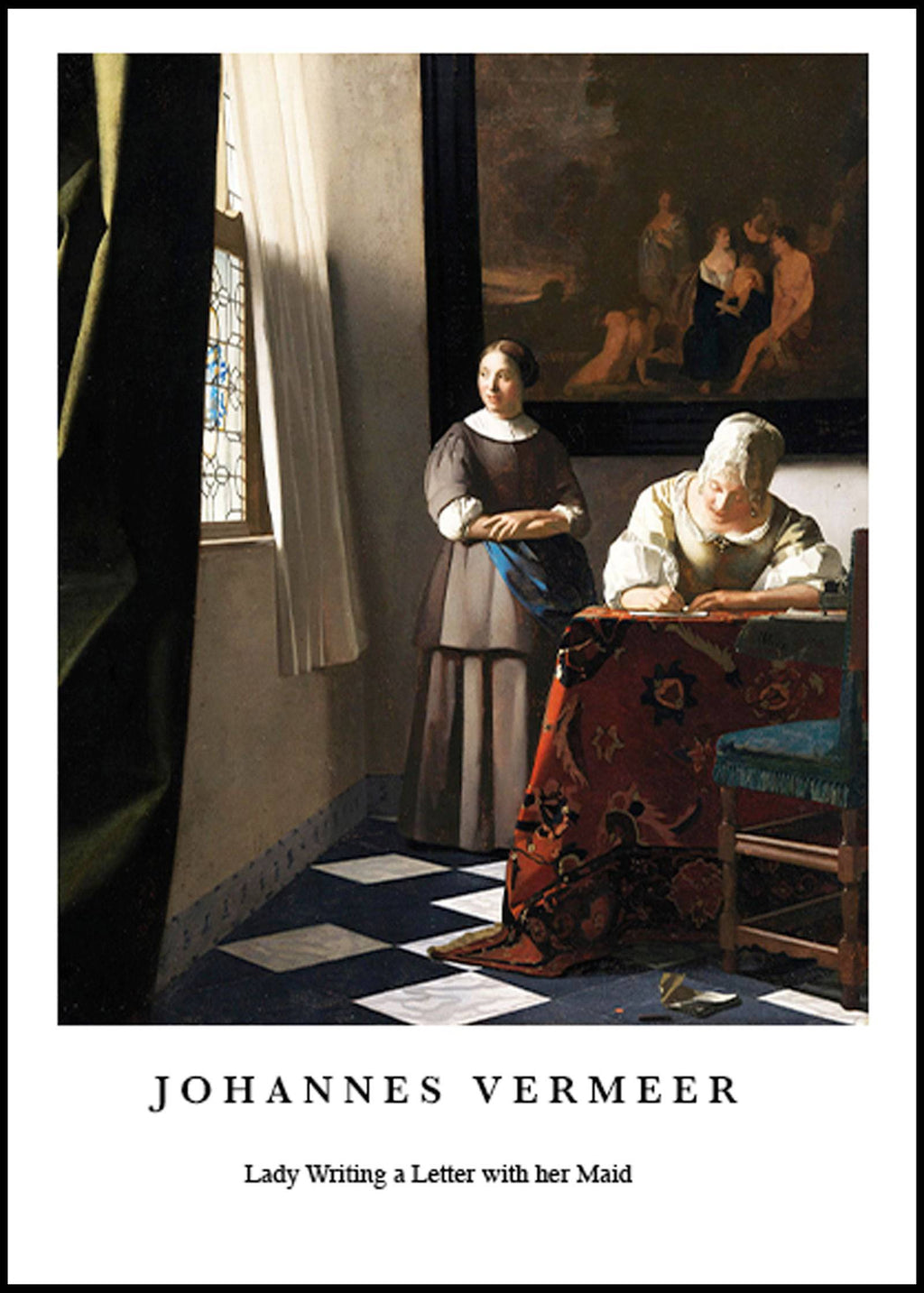 "Johannes Vermeer poster - Lady Writing a Letter with her Maid Poster"