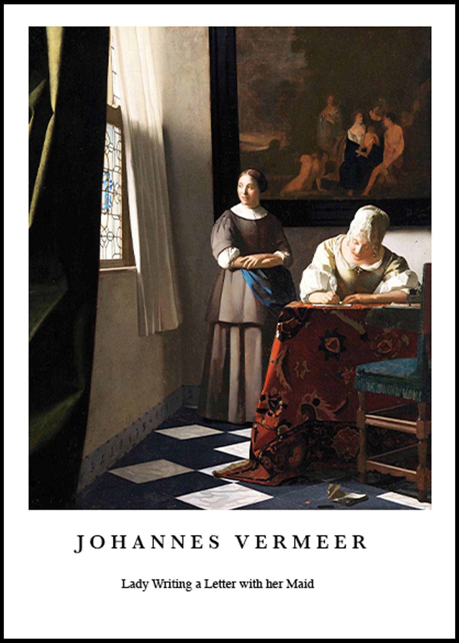 "Johannes Vermeer poster - Lady Writing a Letter with her Maid Poster"