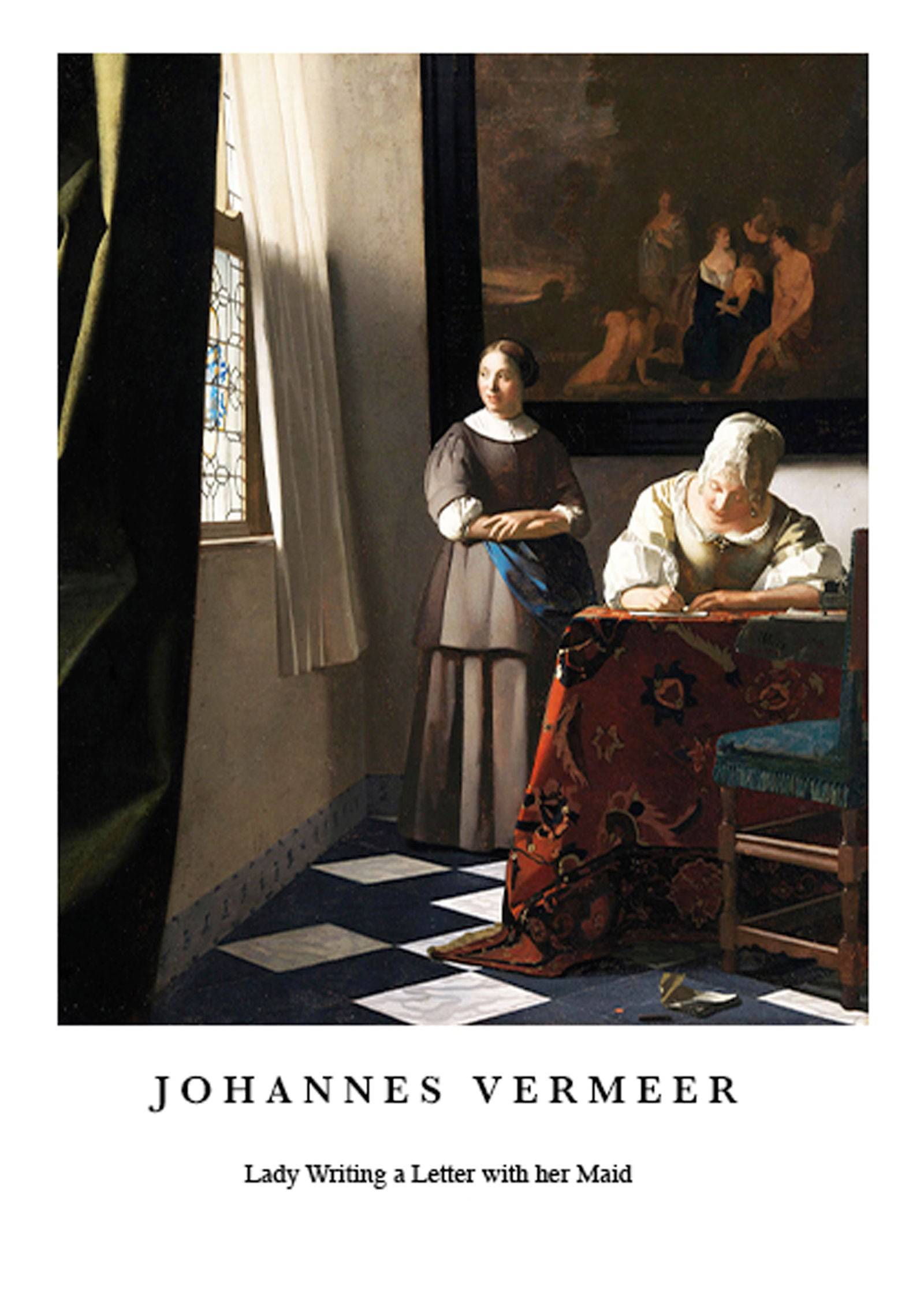 "Johannes Vermeer poster - Lady Writing a Letter with her Maid Poster"