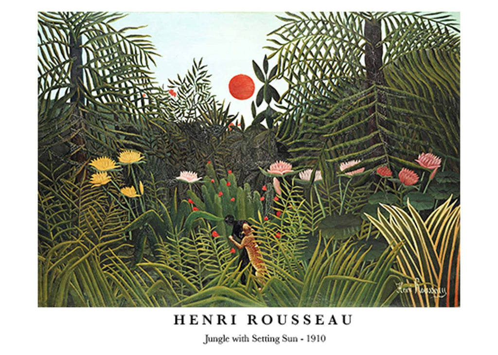 "Henri Rousseau - Jungle with Setting Sun Poster"