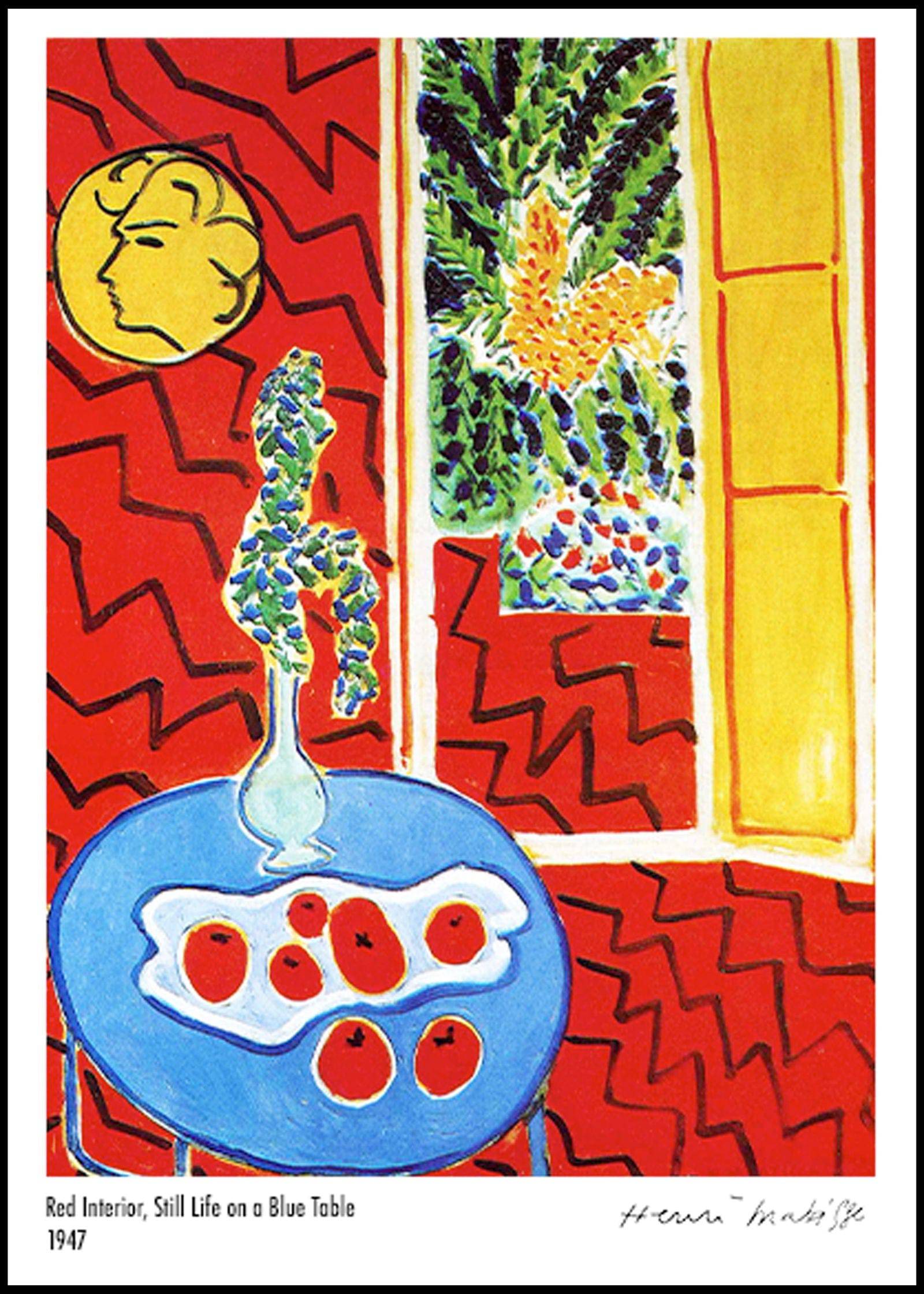 "Henri Matisse - Red Interior 'Still Life on a Blue Table' Poster"