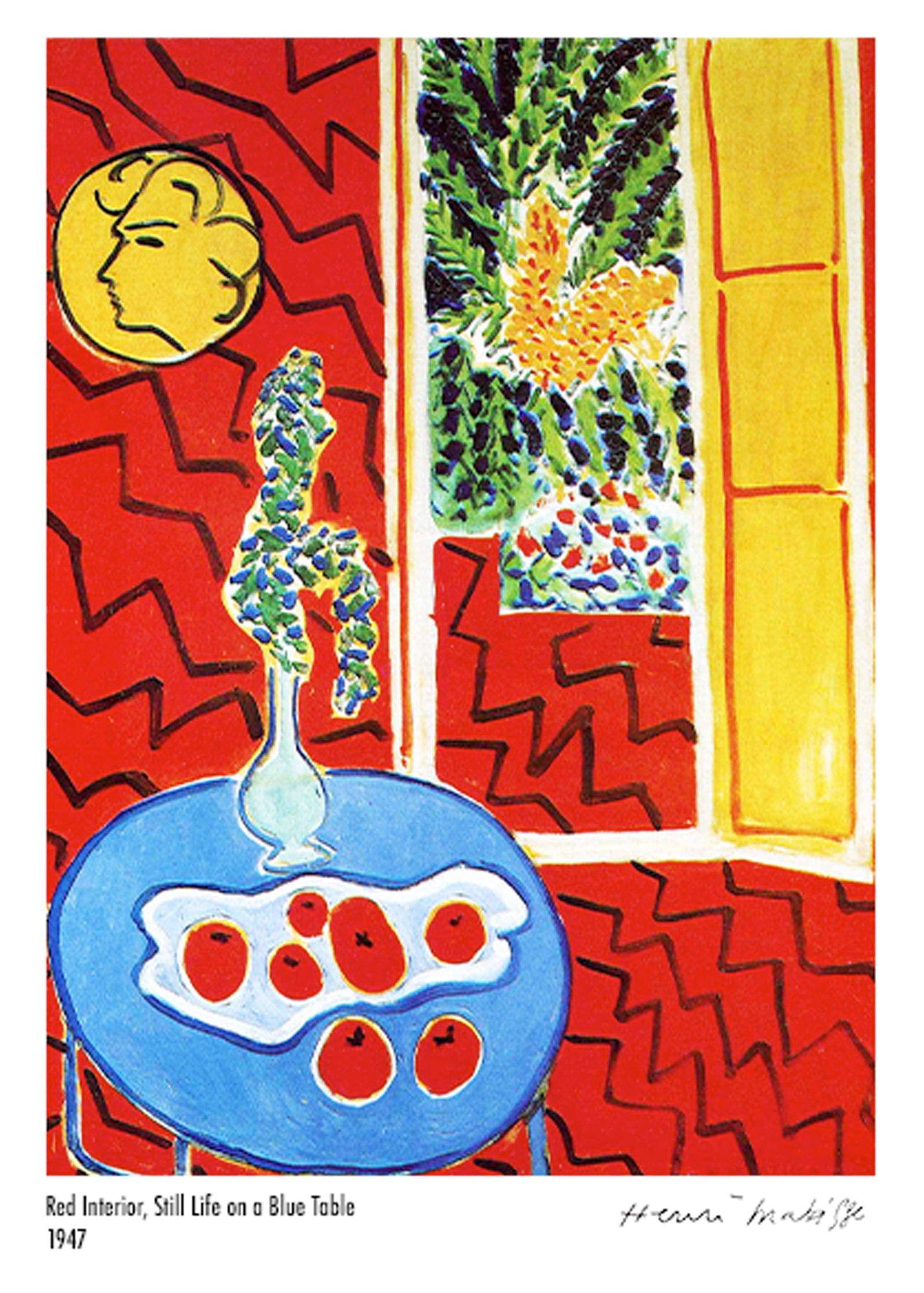 "Henri Matisse - Red Interior 'Still Life on a Blue Table' Poster"