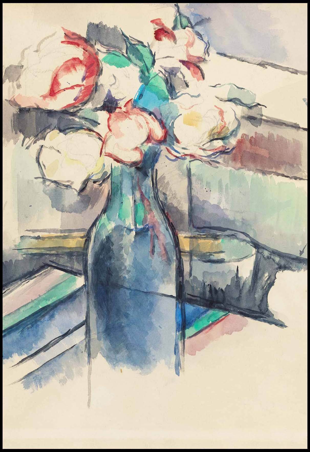 "Paul Cezanne - Roses in a Bottle - Hakyarts"