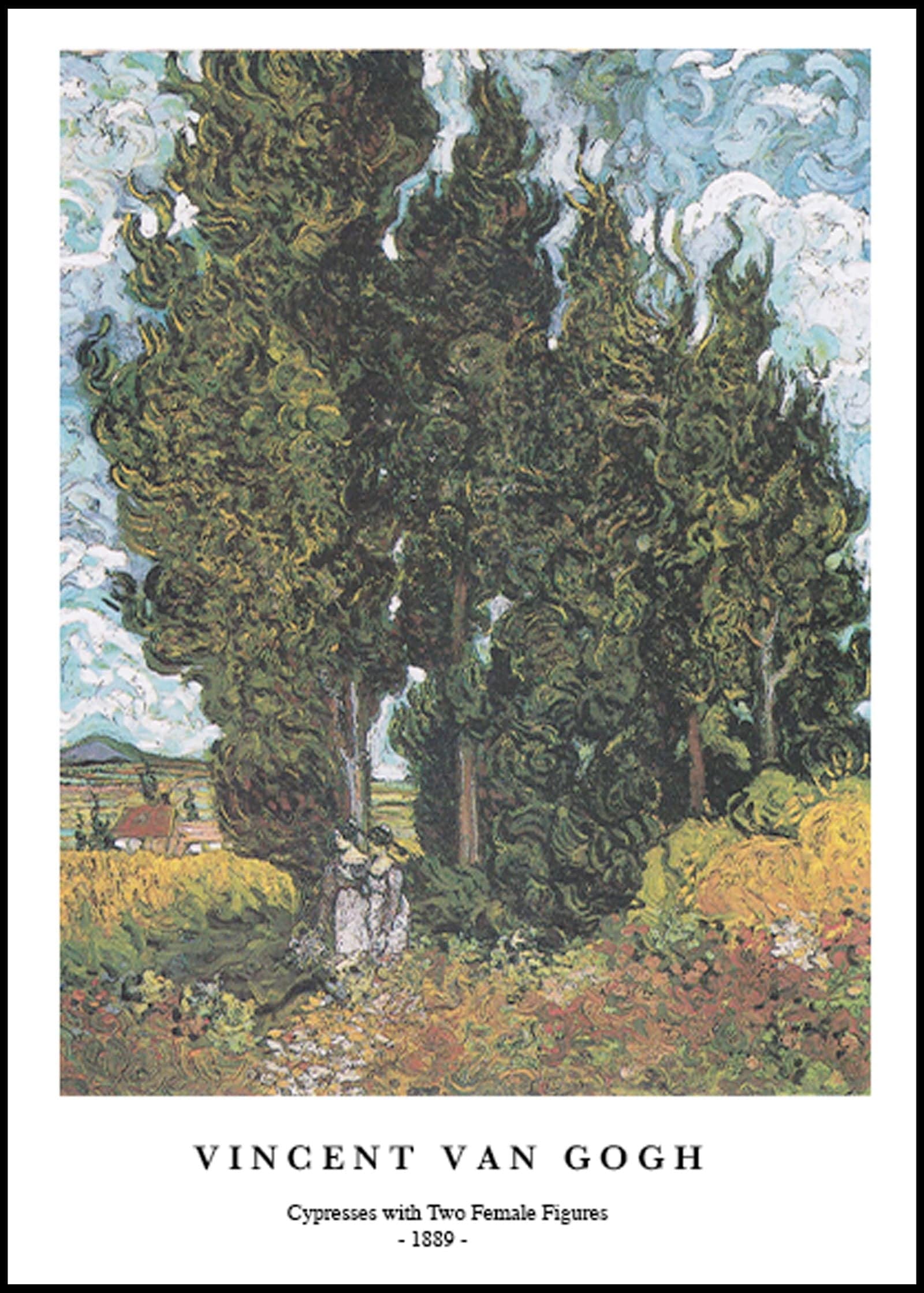 "Vincent Van Gogh - Cypresses with Two Female Figures Poster"