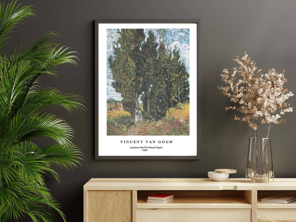 "Vincent Van Gogh - Cypresses with Two Female Figures Poster"