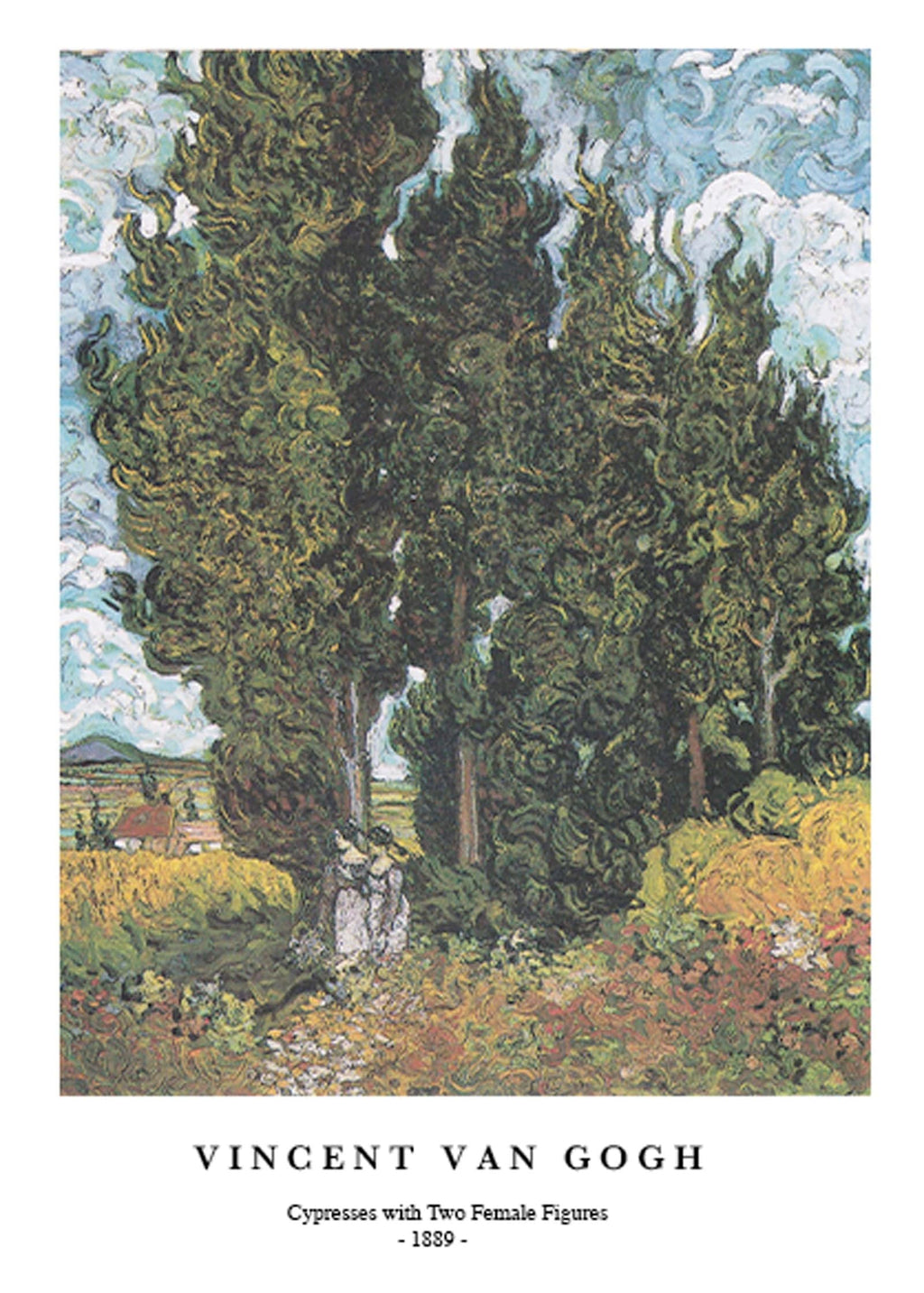 "Vincent Van Gogh - Cypresses with Two Female Figures Poster"