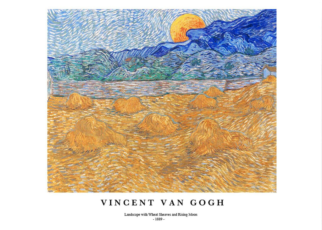 "Vincent Van Gogh - Landscape with Wheat Sheaves and Rising Moon Poster"